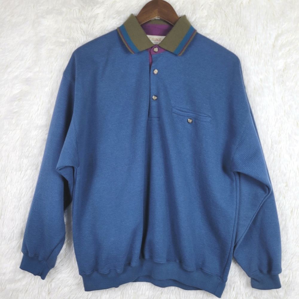 Blue Long Sleeve Polo Shirt‎